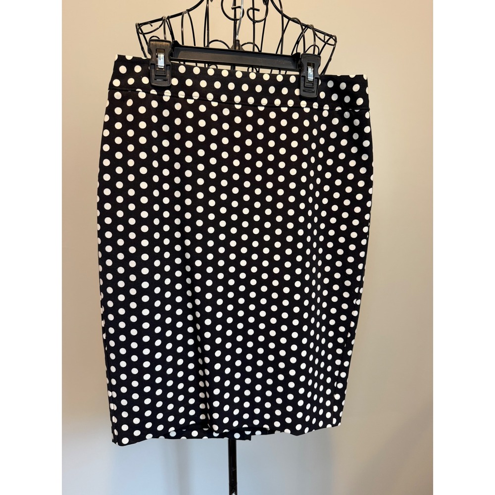 Ann Taylor LOFT Black White Polka Dot Pencil Skirt Size 4 Workwear Knee Length
